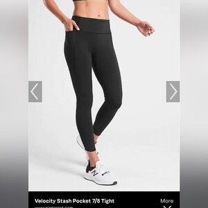 Athleta Velocity Stash Pocket 7/8 Tight Black Size XS